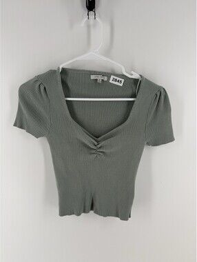 Love Tree Green Ribbed Womens Crop Top Size Medium